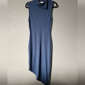 Sage The Label Dress Asymmetrical Blue Sleeveless Has A Collar Size S
